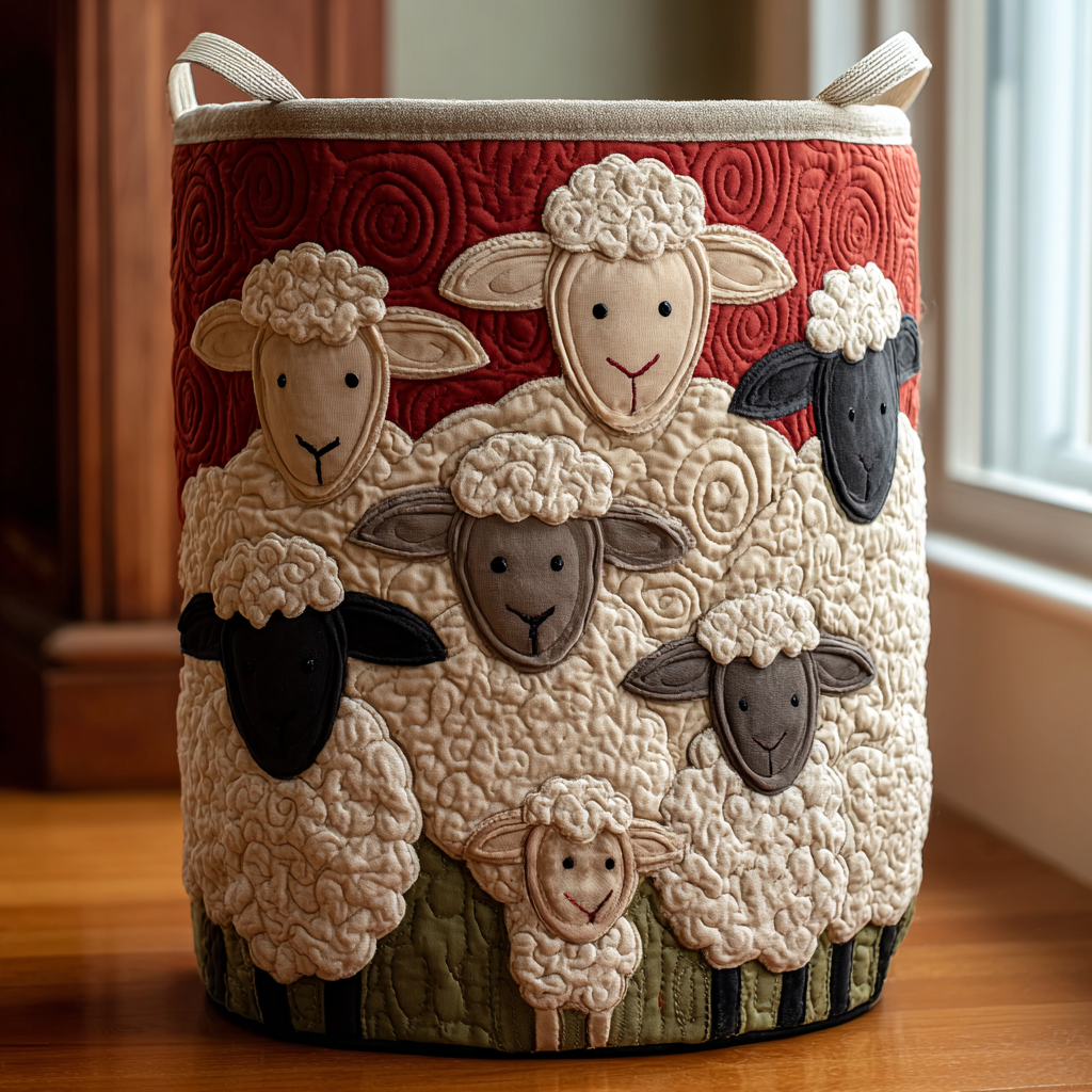 Sunny Sheep Quilted Laundry Basket Best Clothes Basket Sheep Presents