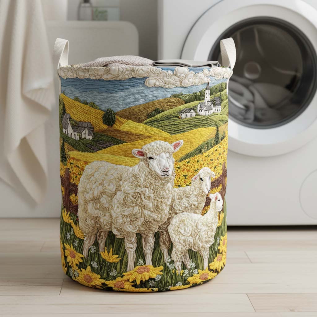 Sunny Sheep Quilted Laundry Basket Best Looking Laundry Hampers Sheep Related Gifts