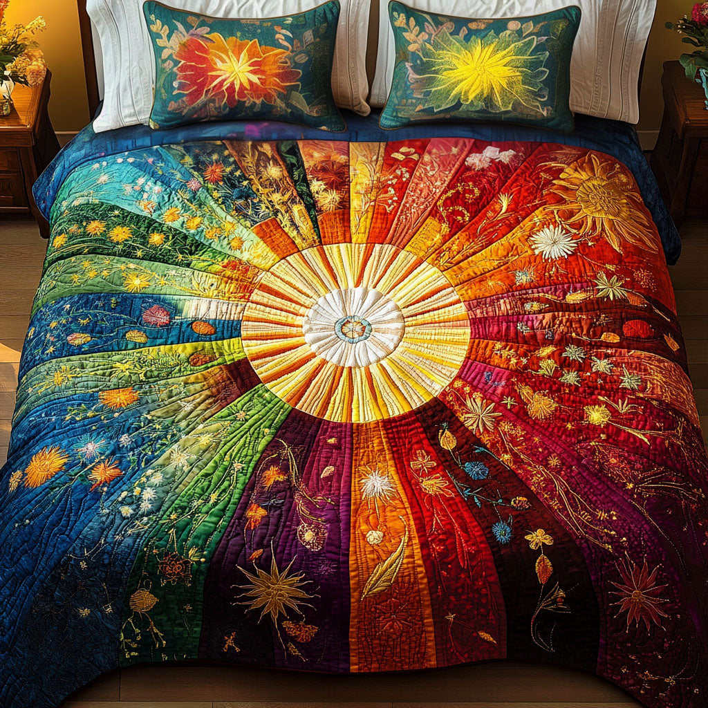 Sunny Vibes Quilted Bedding Set Bed Decorations Father Daughter Gifts
