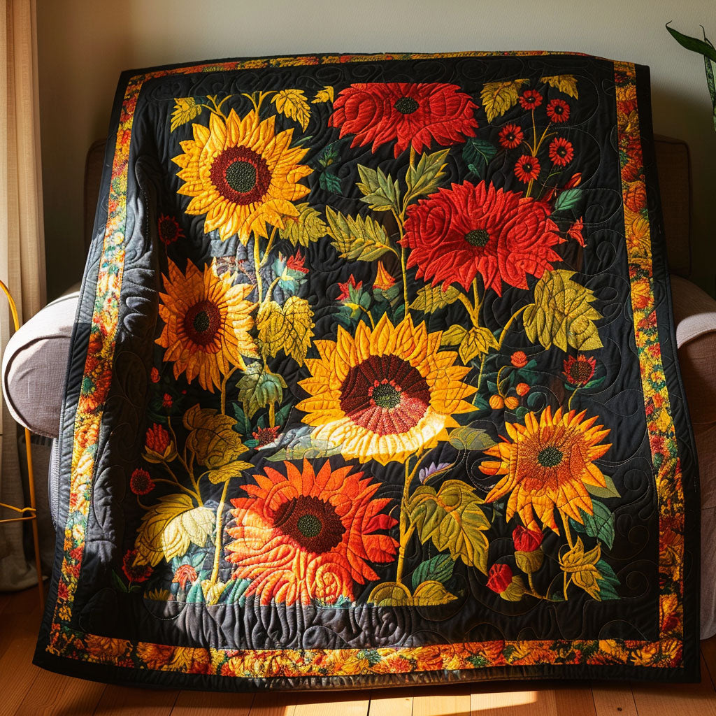 Sunray Sunflower Symphony Quilted Blanket Cool Bedroom Decor Best Mothers Day Ideas