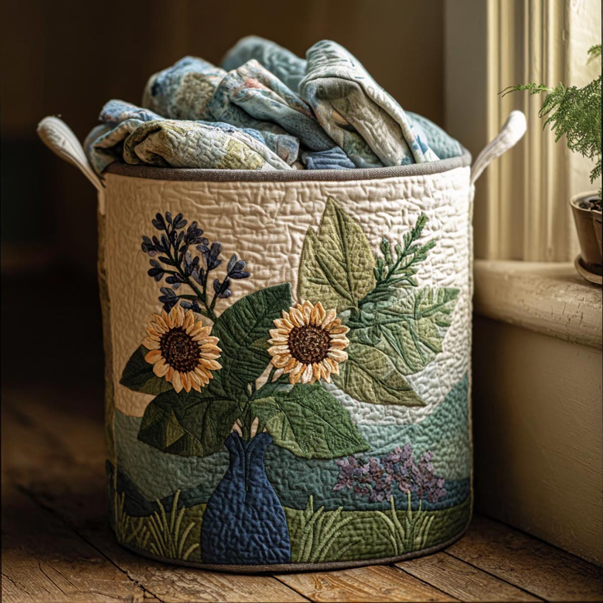 Sunrise Bloom Quilted Laundry Basket Best Laundry Basket Special Gifts For Mom