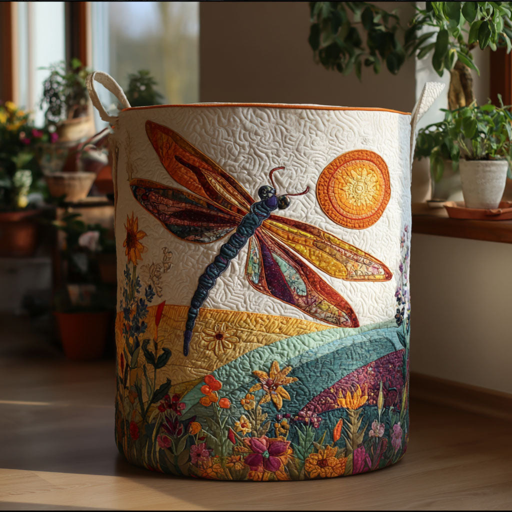 Sunrise Soarer Quilted Laundry Basket Unique Clothes Hamper Dragonfly Themed Gifts