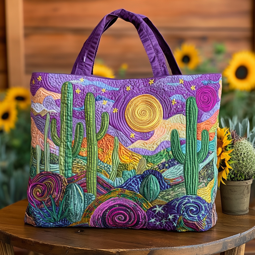 Sunset Cactus Quilted Tote Bag Great Tote Bags Good Gifts For Your Mom