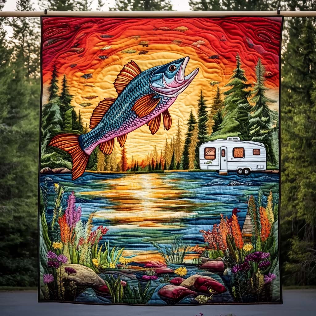 Sunset Catch Quilted Blanket Bedroom Decor Gift For Boyfriends Mom