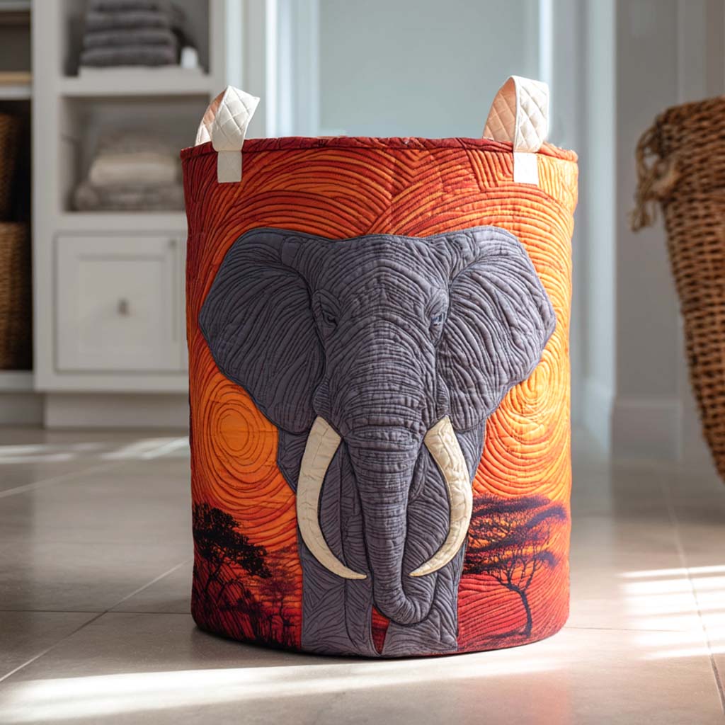 Sunset Elephant Quilted Laundry Basket Laundry Bins Step Dad Gifts