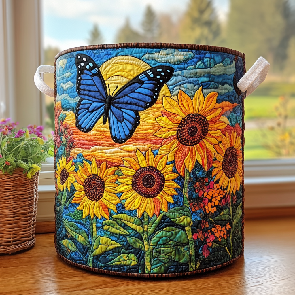Sunset Flutter Quilted Laundry Basket House Decor Best Mothers Day Gifts