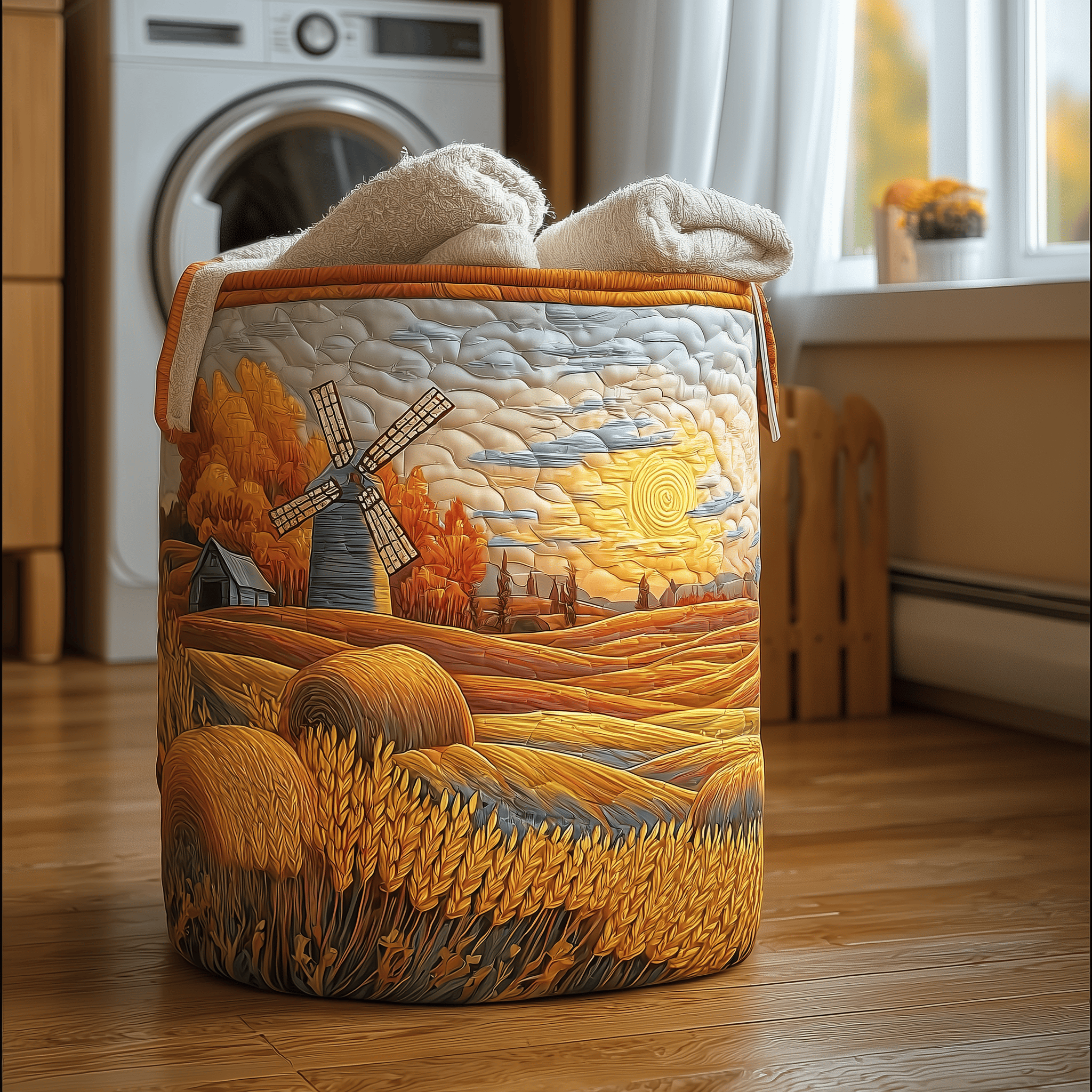 Sunset Harvest Quilted Laundry Basket Unique Cool Laundry Basket Best Mothers Day Gift For Wife