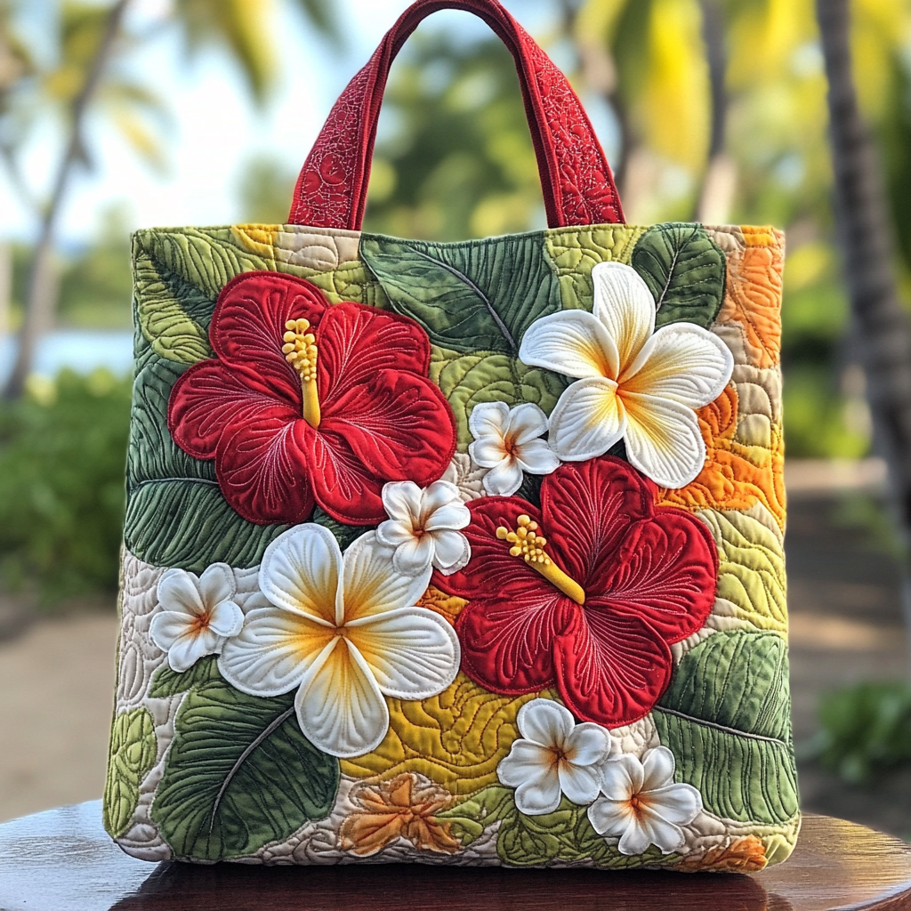 Sunset Hibiscus Quilted Tote Bag Best Totes Mother's Day Gifts For For Mom From Daughter
