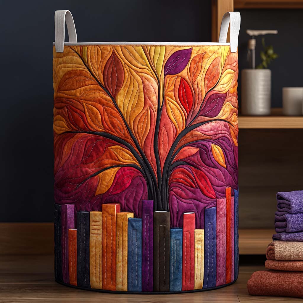Sunset Leaves Tree Quilted Laundry Basket Best Clothes Hamper Great Book Themed Gifts