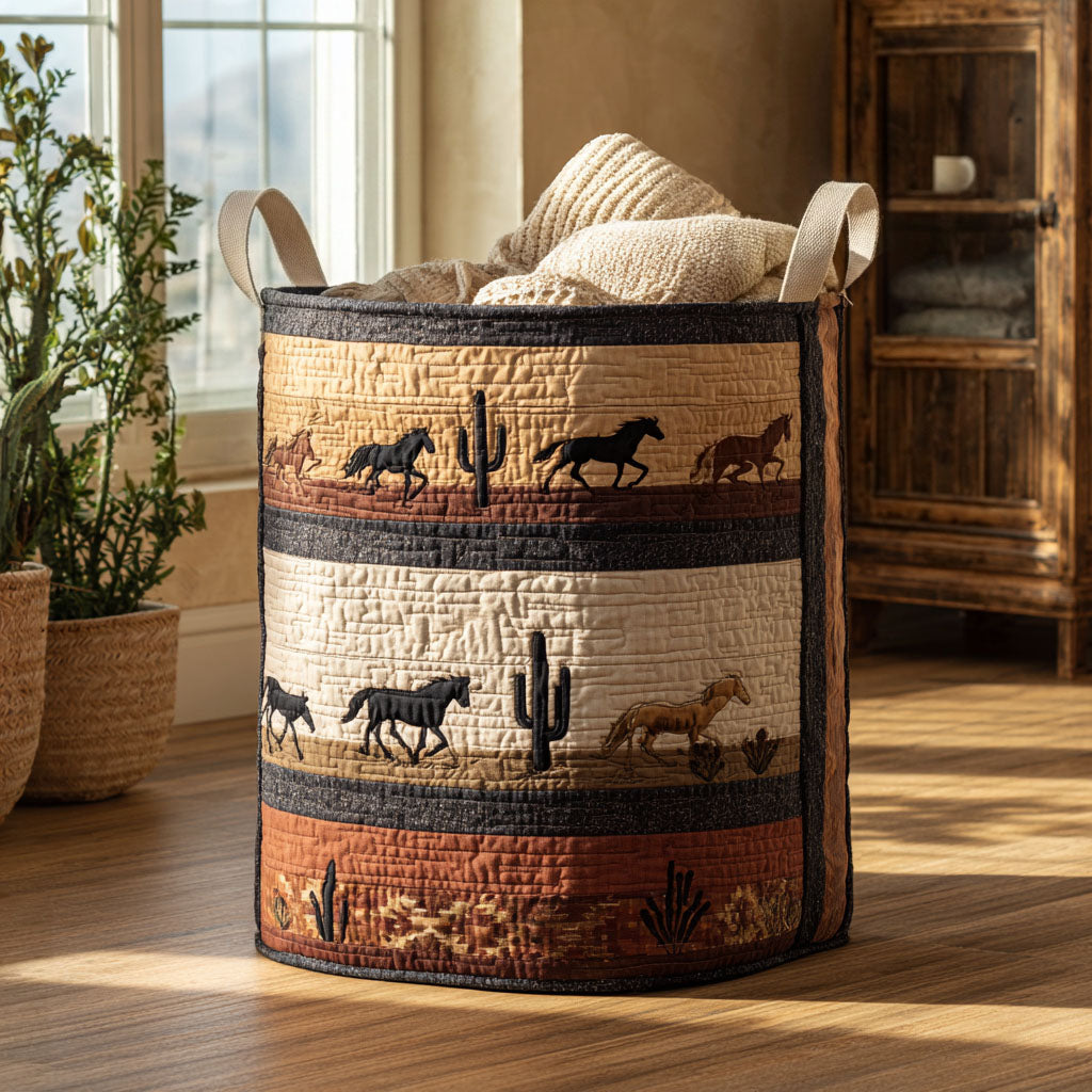 Sunset Mesa Run Quilted Laundry Basket Dirty Clothes Basket Cowboys Father'S Day Gifts