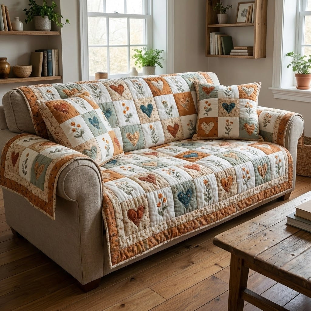 Sunset Poppies Quilted Sofa Cover Couch And Sofa Covers Sunflower Items For Gifts