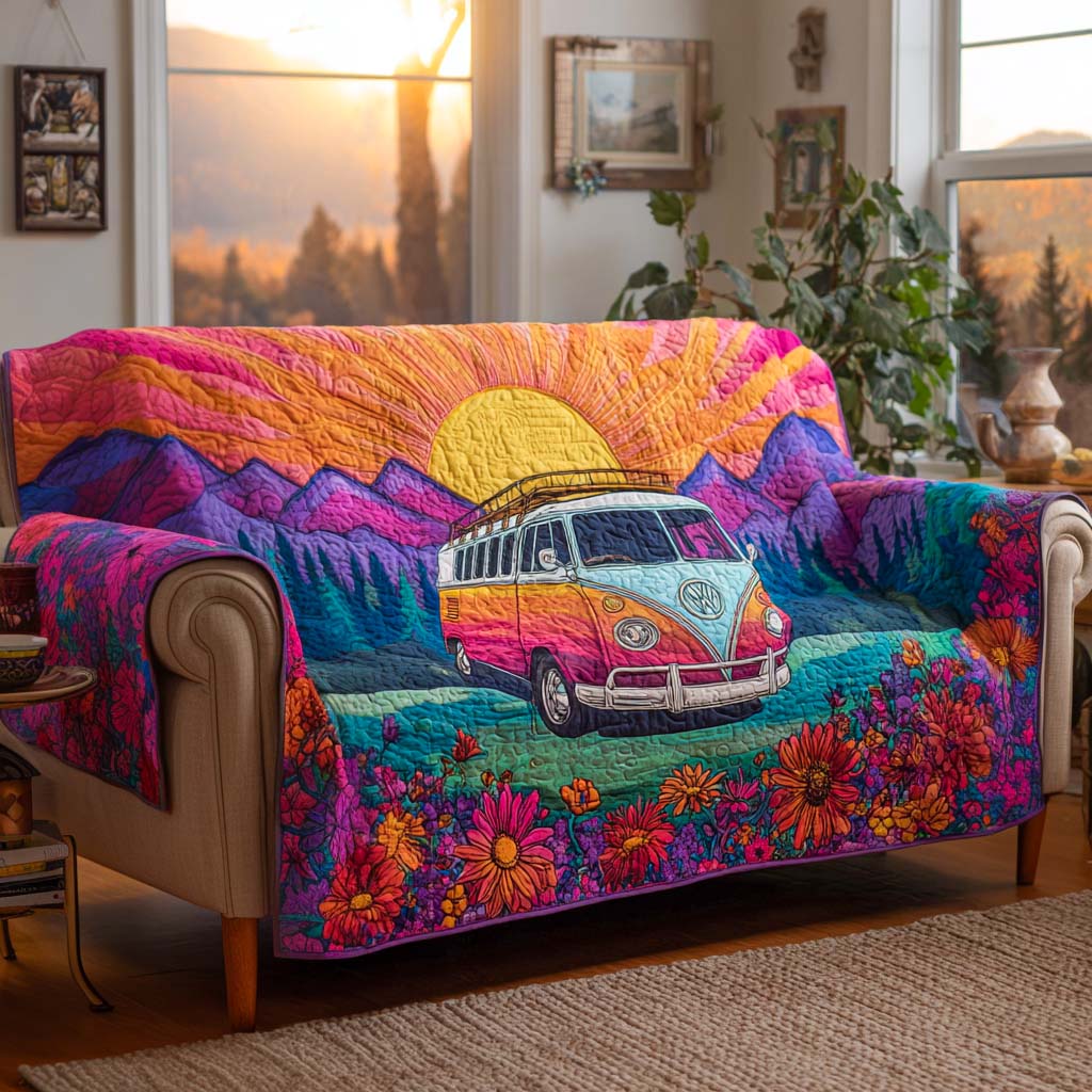 Sunset Roadtrip Quilted Sofa Cover Slipcover Sofa Hippie Gifts Ideas For Her