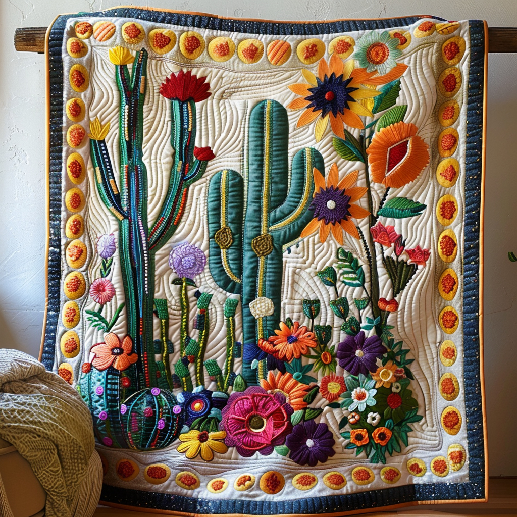 Sunset Saguaro Quilted Blanket Bed Decor Mum Present Ideas