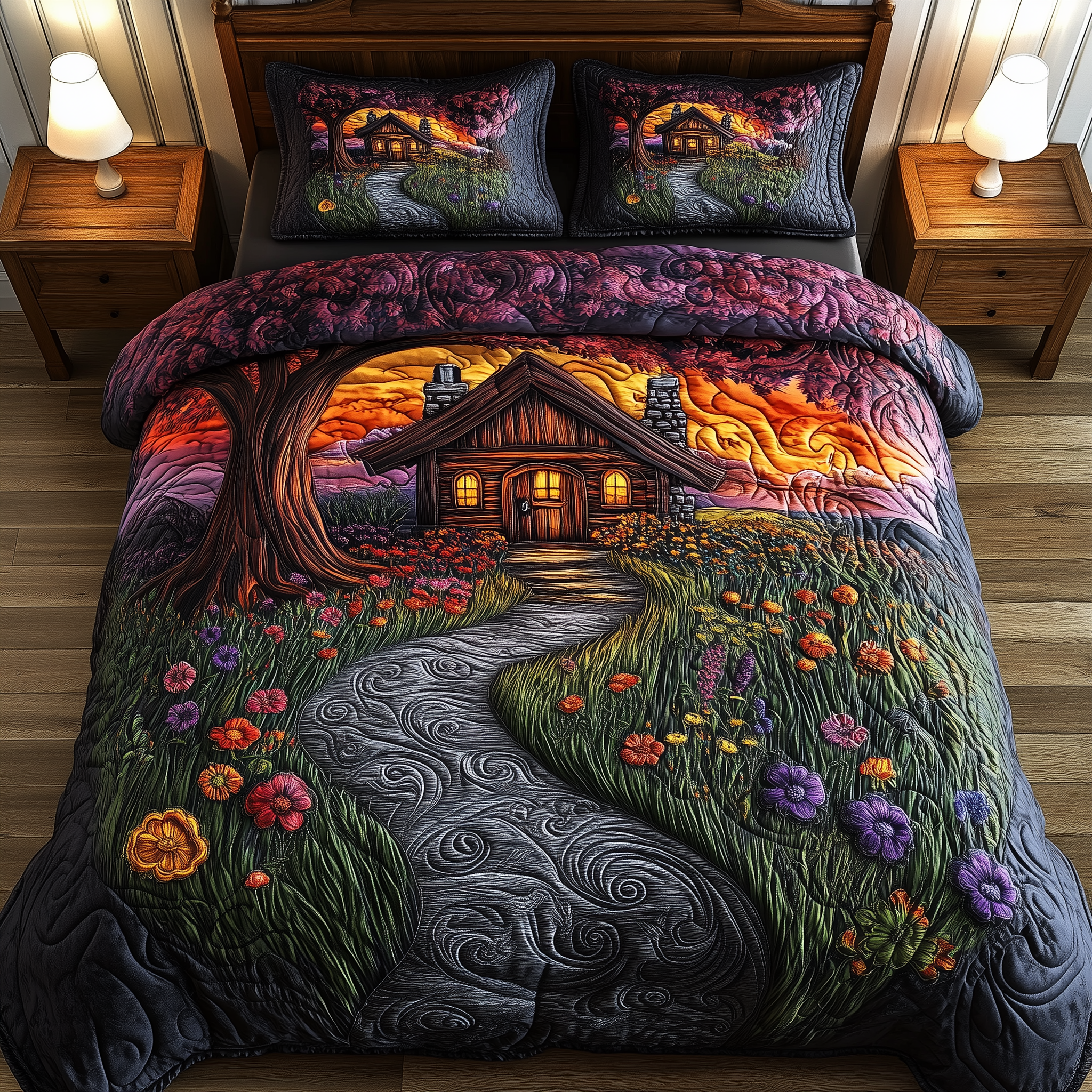 Sunset Serenity Homestead Quilted Bedding Set Comforter And Sheet Sets Father's Day Gifts For Husband