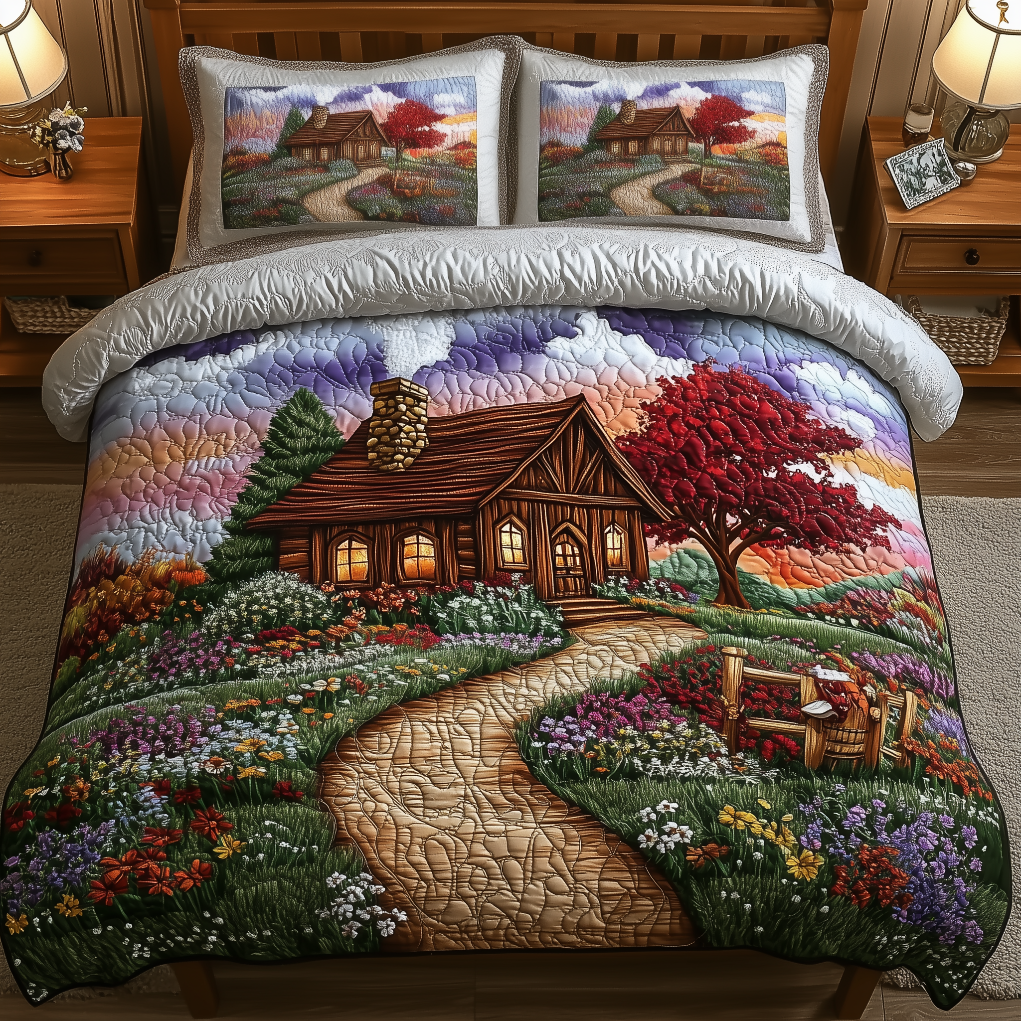 Sunset Serenity Homestead Quilted Bedding Set Nice Bedding Sets Father's Day Gifts For Grandpa