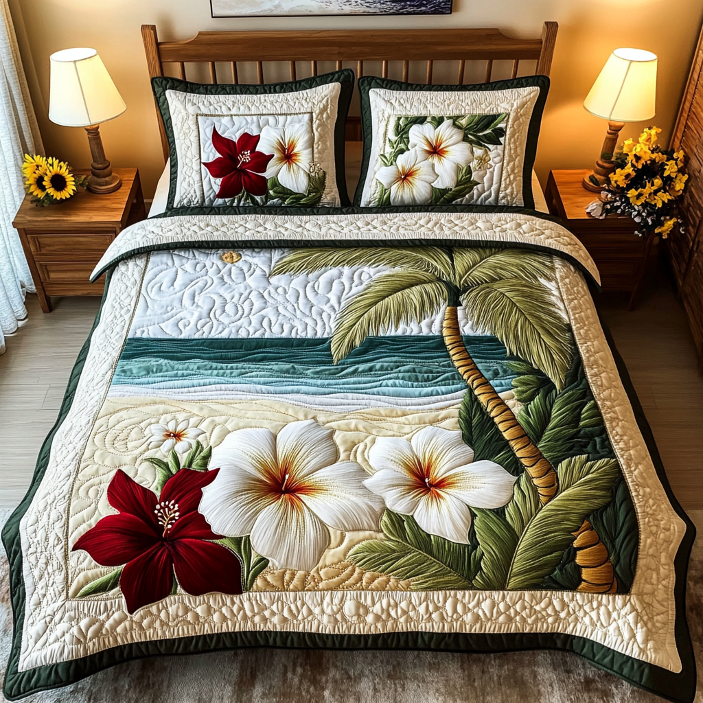 Sunset Serenity Quilted Bedding Set Best Bedding Sets Gifts For Beach Lovers