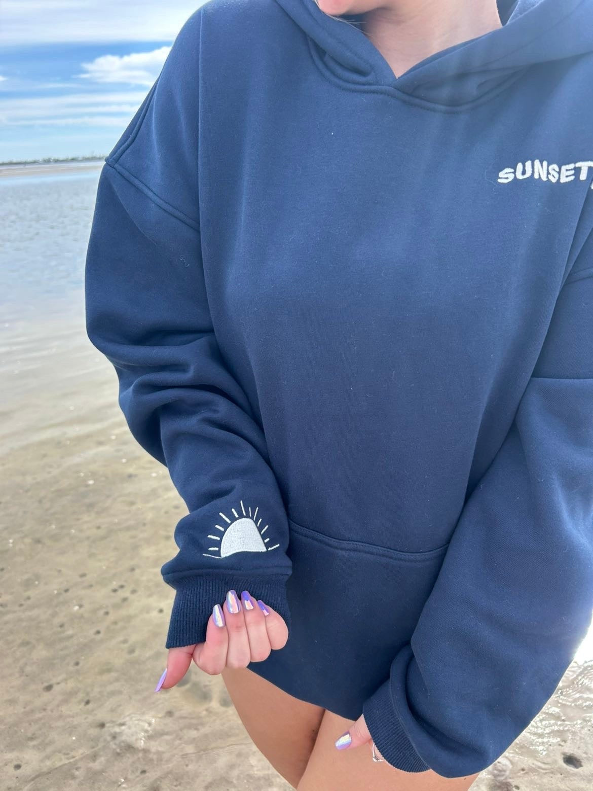 Sunset Surf Hoodie Slow Down Enjoy The Ride Hoodie Presents For Beach Lovers - Image 2