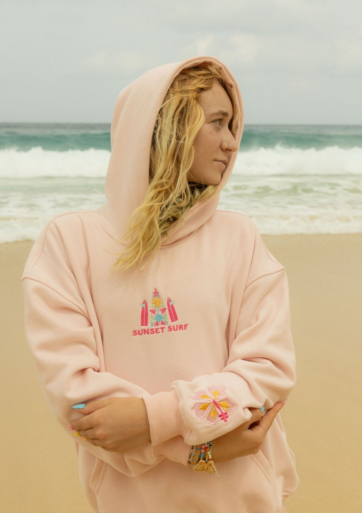 Sunset Surf Hoodie Sunset Hawaii Hibiscus Hoodie Sunset Surf Apparel Gifts For Beach Goes