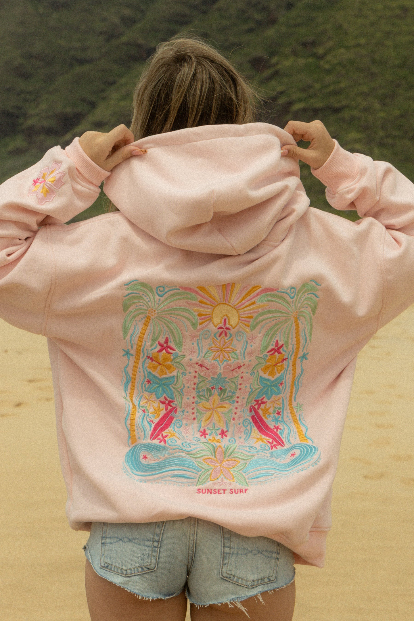 Sunset Surf Hoodie Sunset Hawaii Hibiscus Hoodie Sunset Surf Apparel Gifts For Beach Goes - Image 3