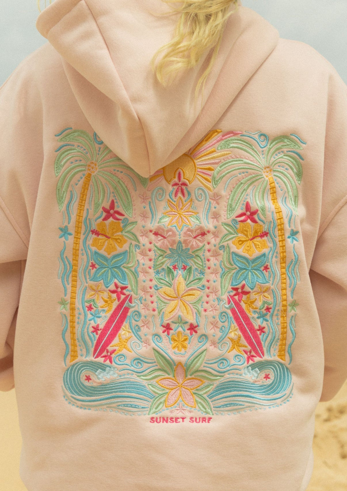 Sunset Surf Hoodie Sunset Hawaii Hibiscus Hoodie Sunset Surf Apparel Gifts For Beach Goes - Image 2