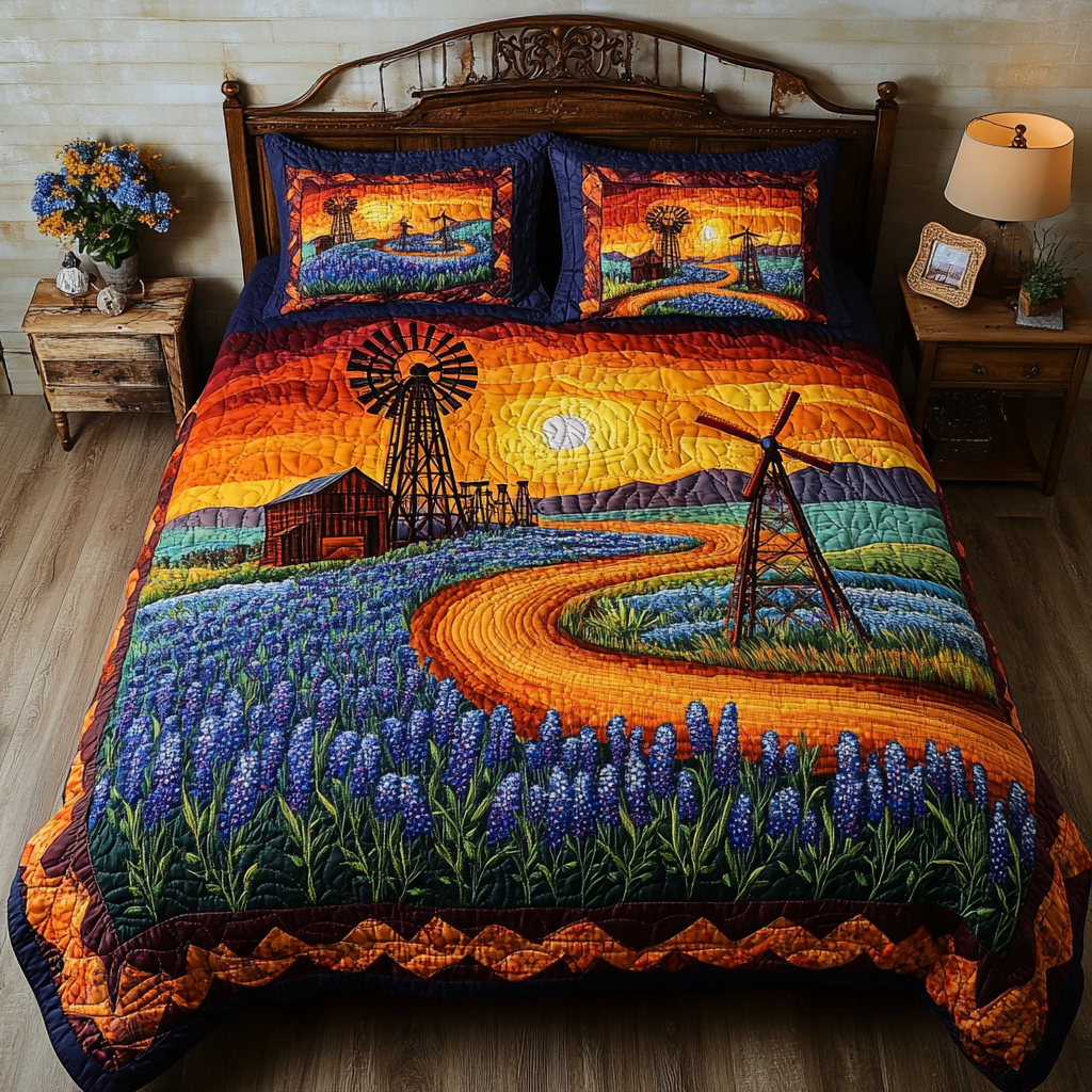 Sunset Texas Quilted Bedding Set Best Bedding Sets Texas Gifts For Adults