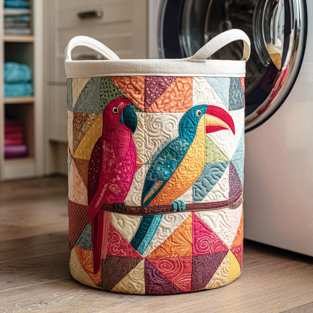 Sunset Wing Quilted Laundry Basket Folding Laundry Hamper Gifts For Parrot Owners