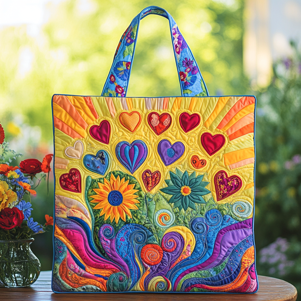 Sunshine Burst Quilted Tote Bag Best Tote Handbags Cute Mothers Day Gift Ideas