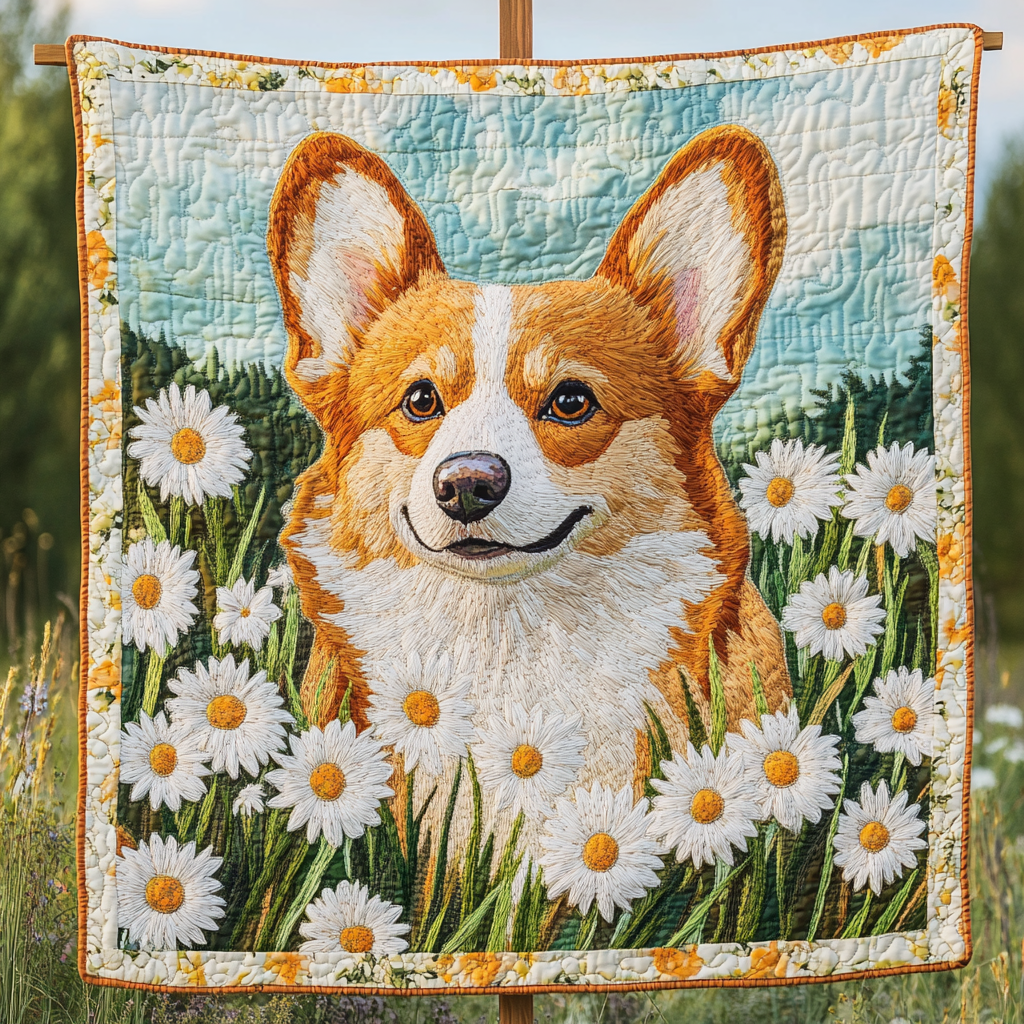 Sunshine Corgi Meadows Quilted Blanket Best Bed Sheet Set Corgi Christmas Gifts