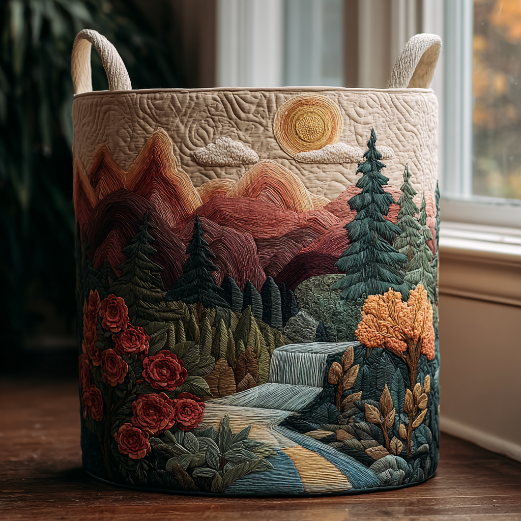 Sunshine Valley Quilted Laundry Basket Foldable Laundry Basket Good Housewarming Gifts