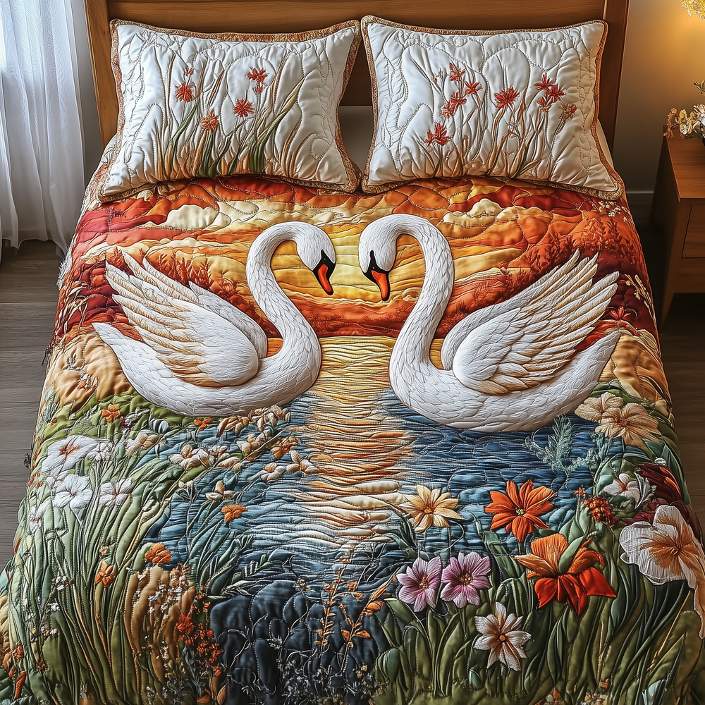 Swan Embrace Quilted Bedding Set Boho Bedroom Ideas Best Gifts To Get Your Mom