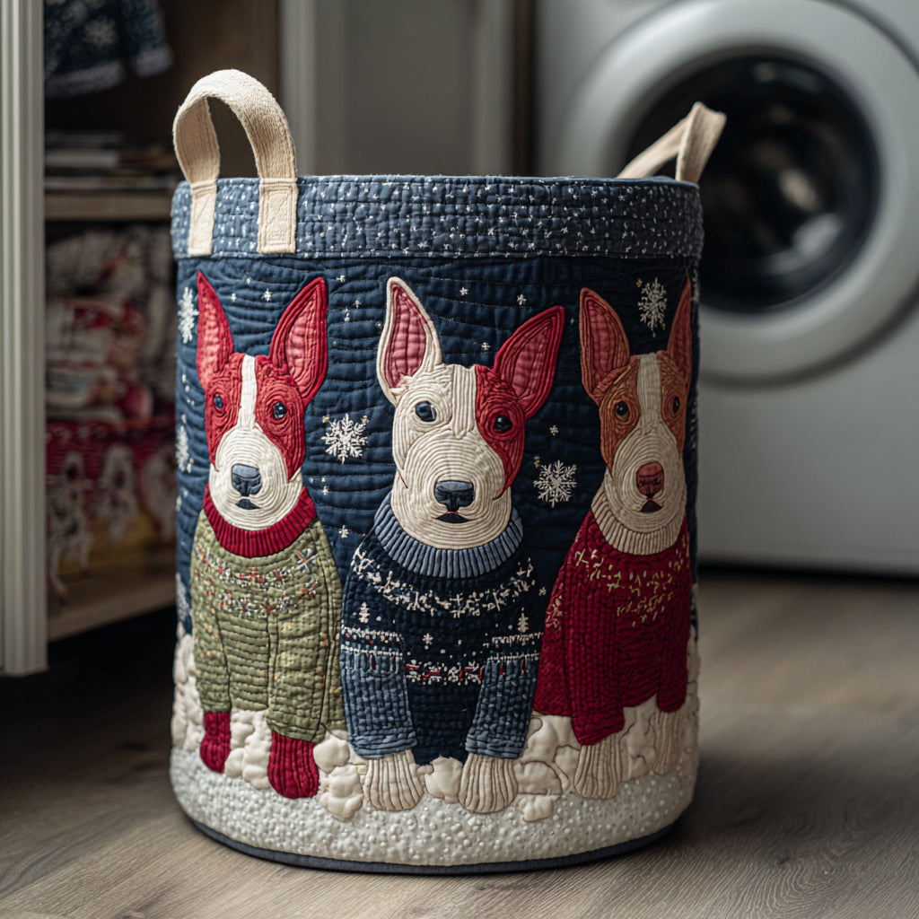 Sweater Bull Terrier Quilted Laundry Basket Foldable Laundry Hamper Cute French Bulldog Gifts