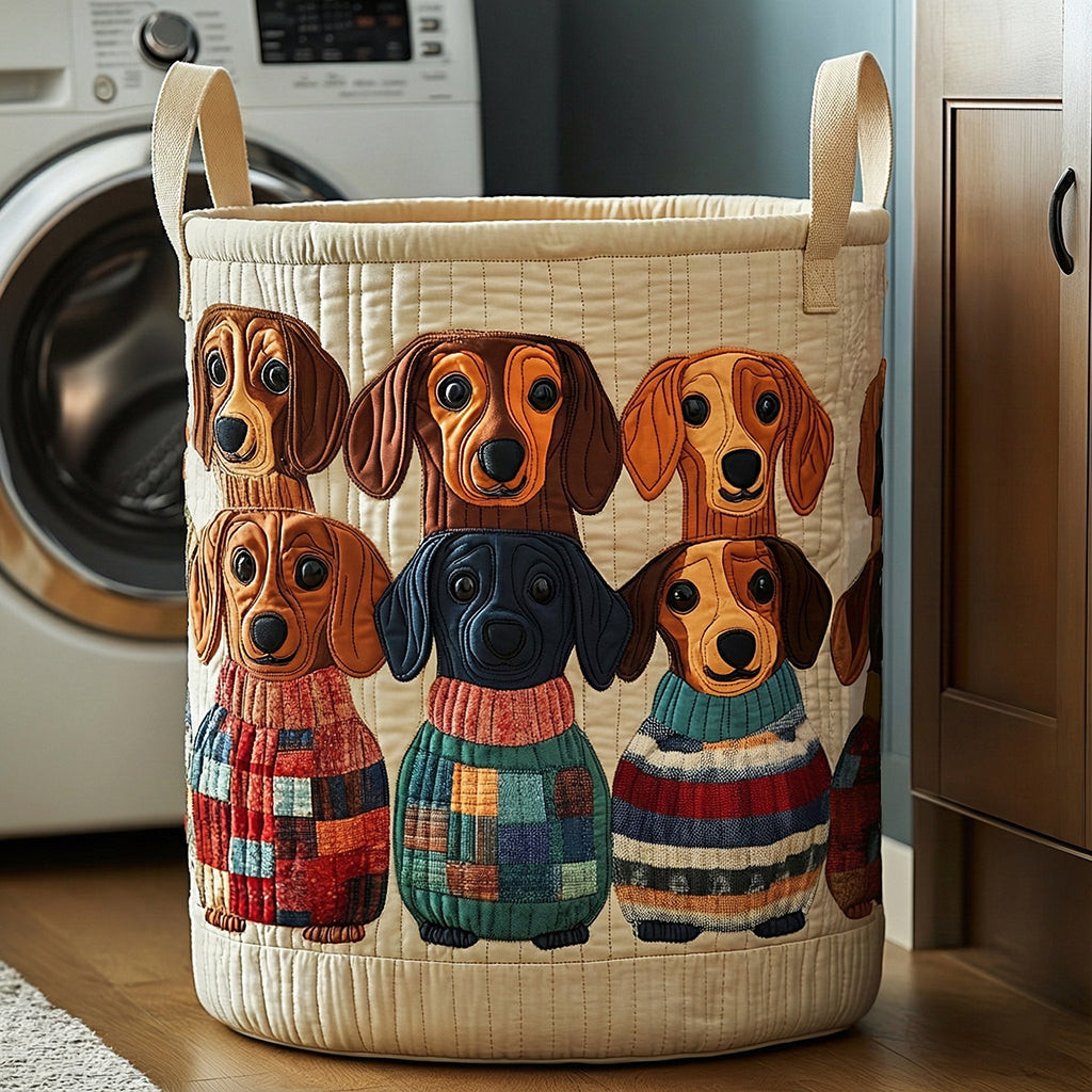 Sweater Dachshund Quilted Laundry Basket Rustic Laundry Hamper Unusual Dachshund Gifts