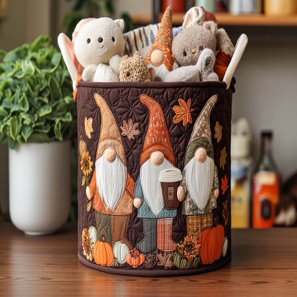 Sweater Gnome Weather Quilted Laundry Basket Laundry Hamper Best Gift For Mother On Mother's Day