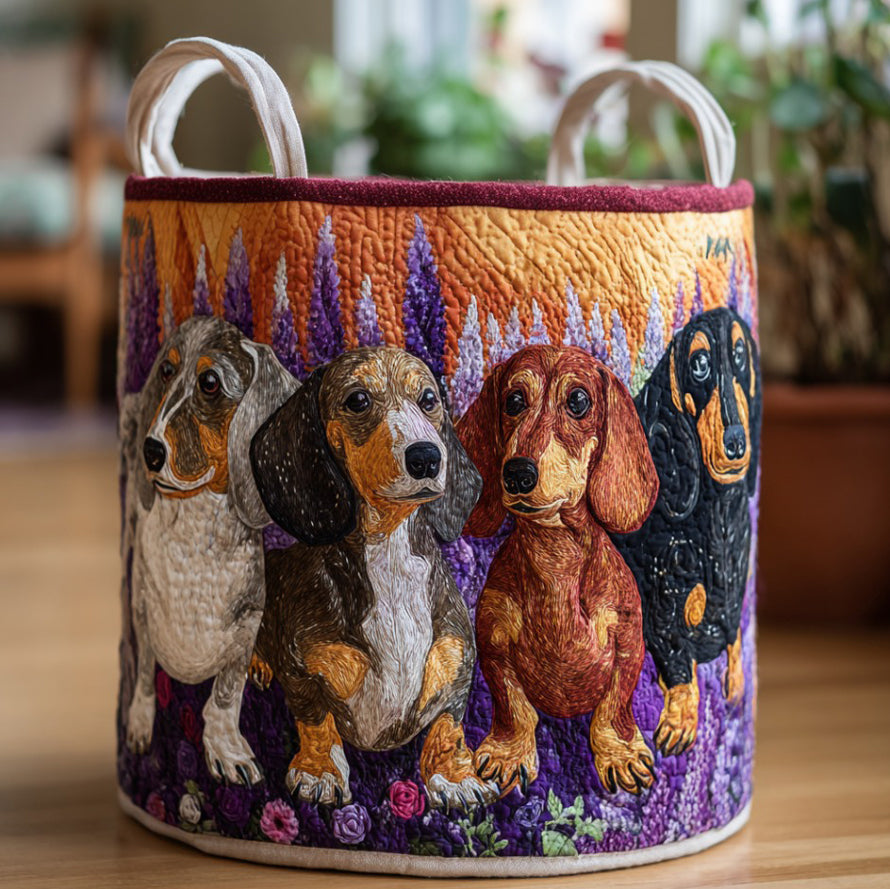 Sweater Pup Line Quilted Laundry Basket Home Decor Stores Dachshund Owner Gifts