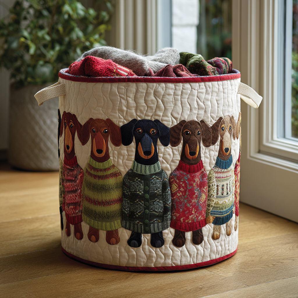 Sweater Squad Quilted Laundry Basket Foldable Storage Bin Dachshund Things To Buy