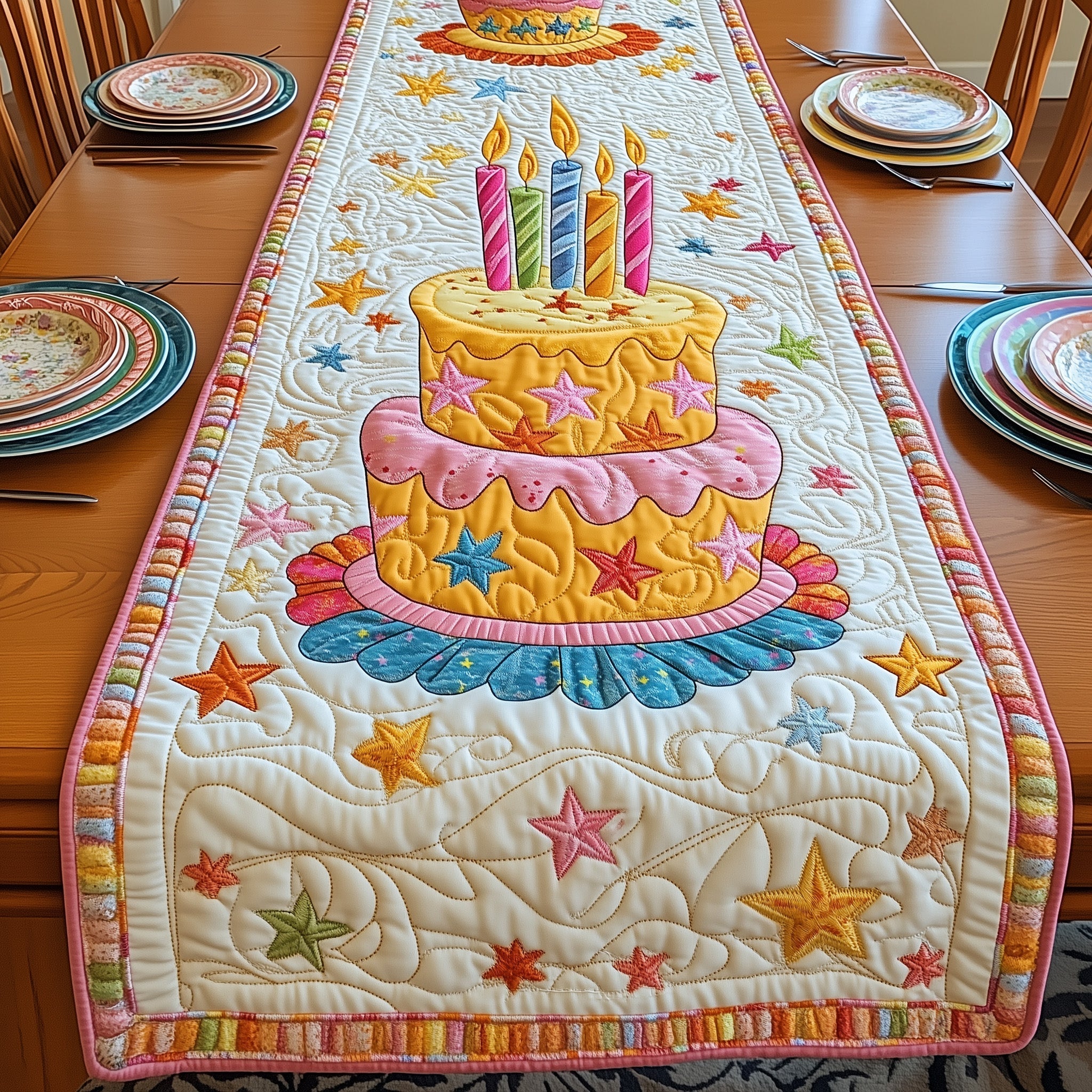 Sweet Birthday Bliss Quilted Table Runner Holiday Runner Dining Mother S Day Gift Ideas