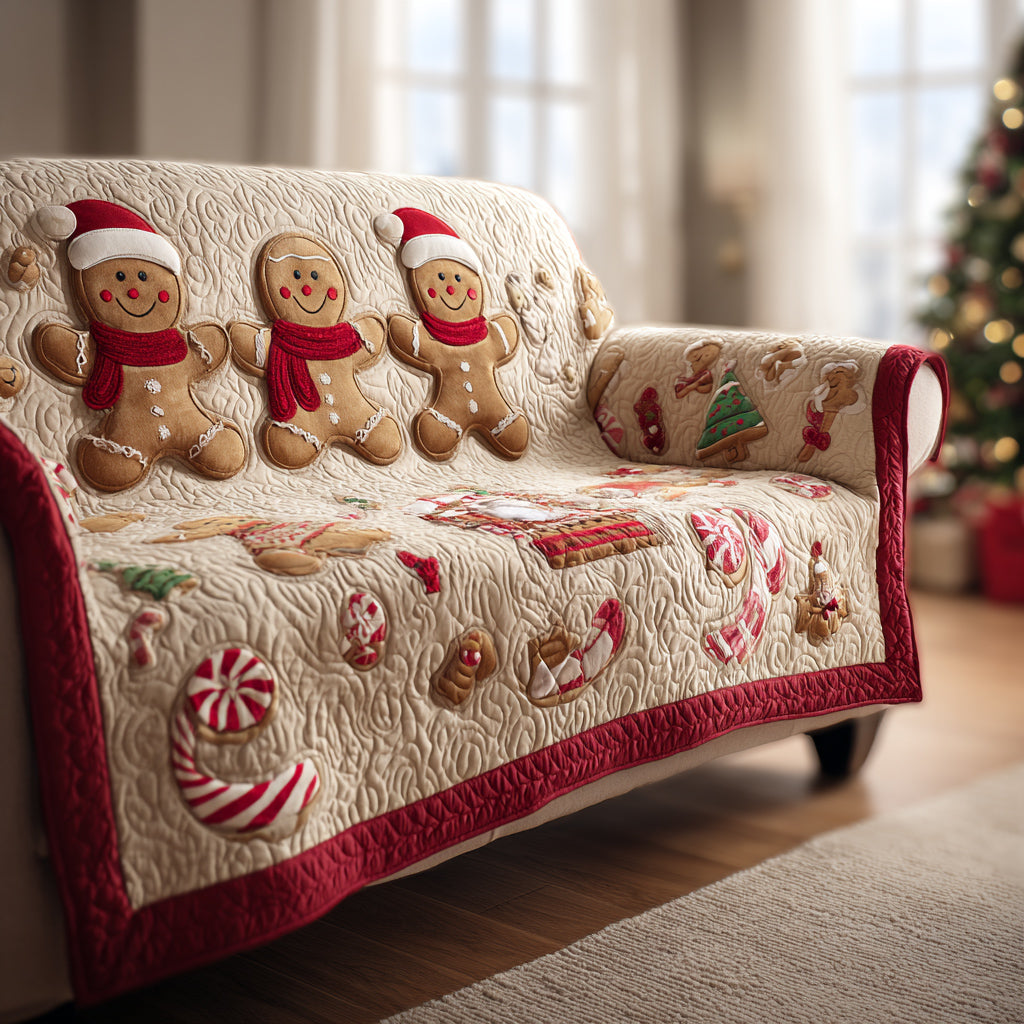 Sweet Gingerbread Man Quilted Sofa Cover Sofa Couch Cover Christmas Ideas For Girlfriend