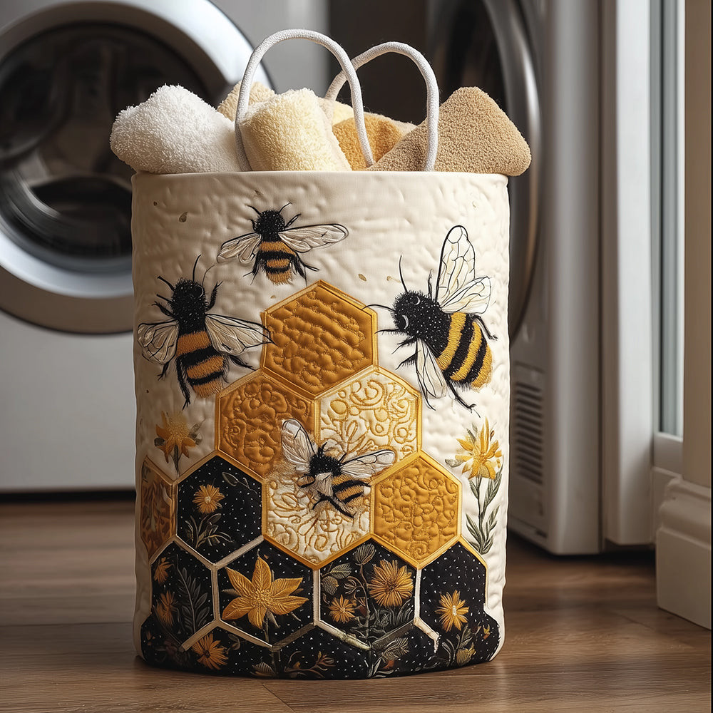 Sweet Hive Quilted Laundry Basket Modern Laundry Hamper Bee Birthday Gifts