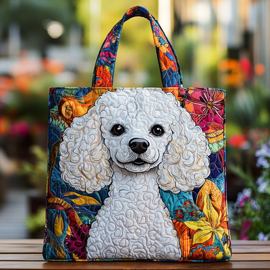 Sweet Poodle Quilted Tote Bag Best Tote Bags For Women Mum Present