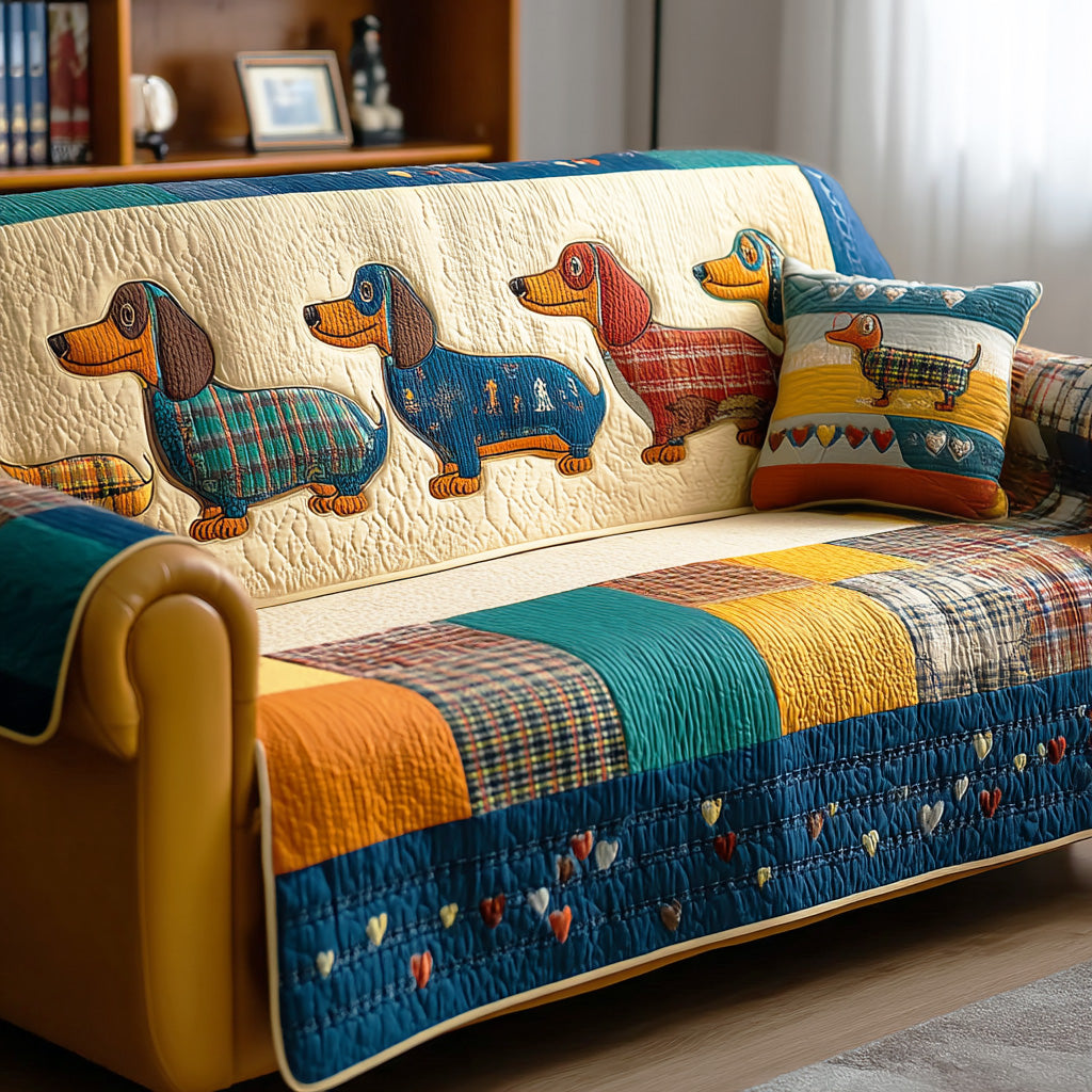 Sweet Sausage Dog Quilted Sofa Cover Furniture Slipcovers Dachshund Things To Buy