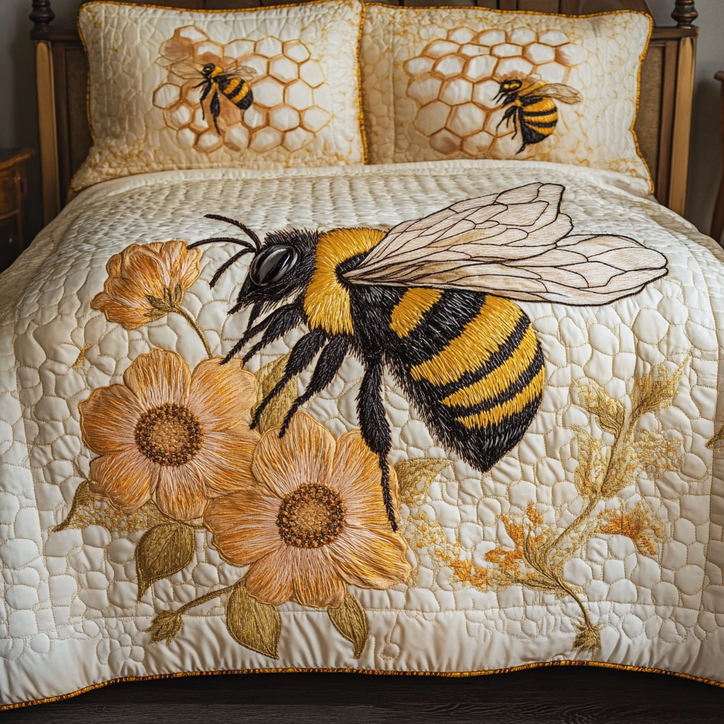 Sweet Swarm Quilted Bedding Set Bed Decor Ideas Ladies Bee Gifts