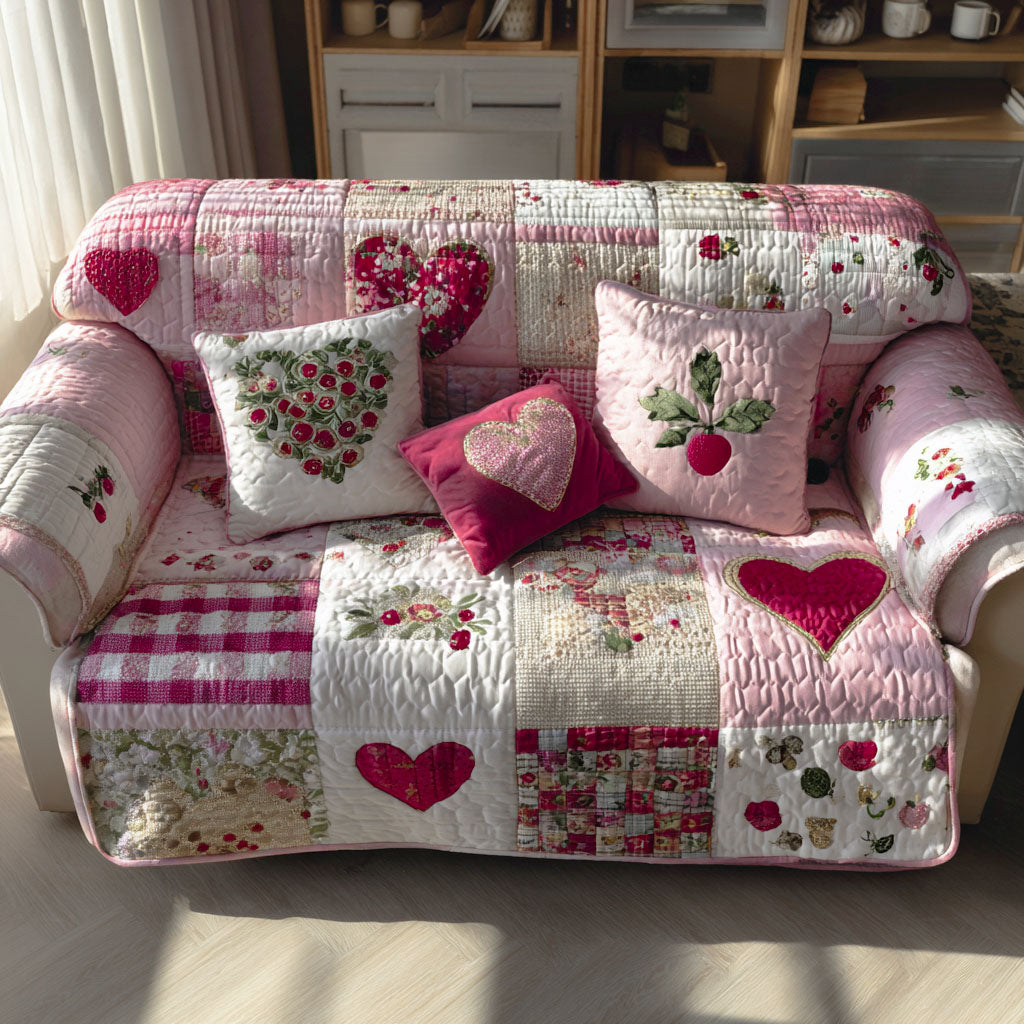 Sweetheart Garden Quilted Sofa Cover Christmas Decor Family Xmas Presents