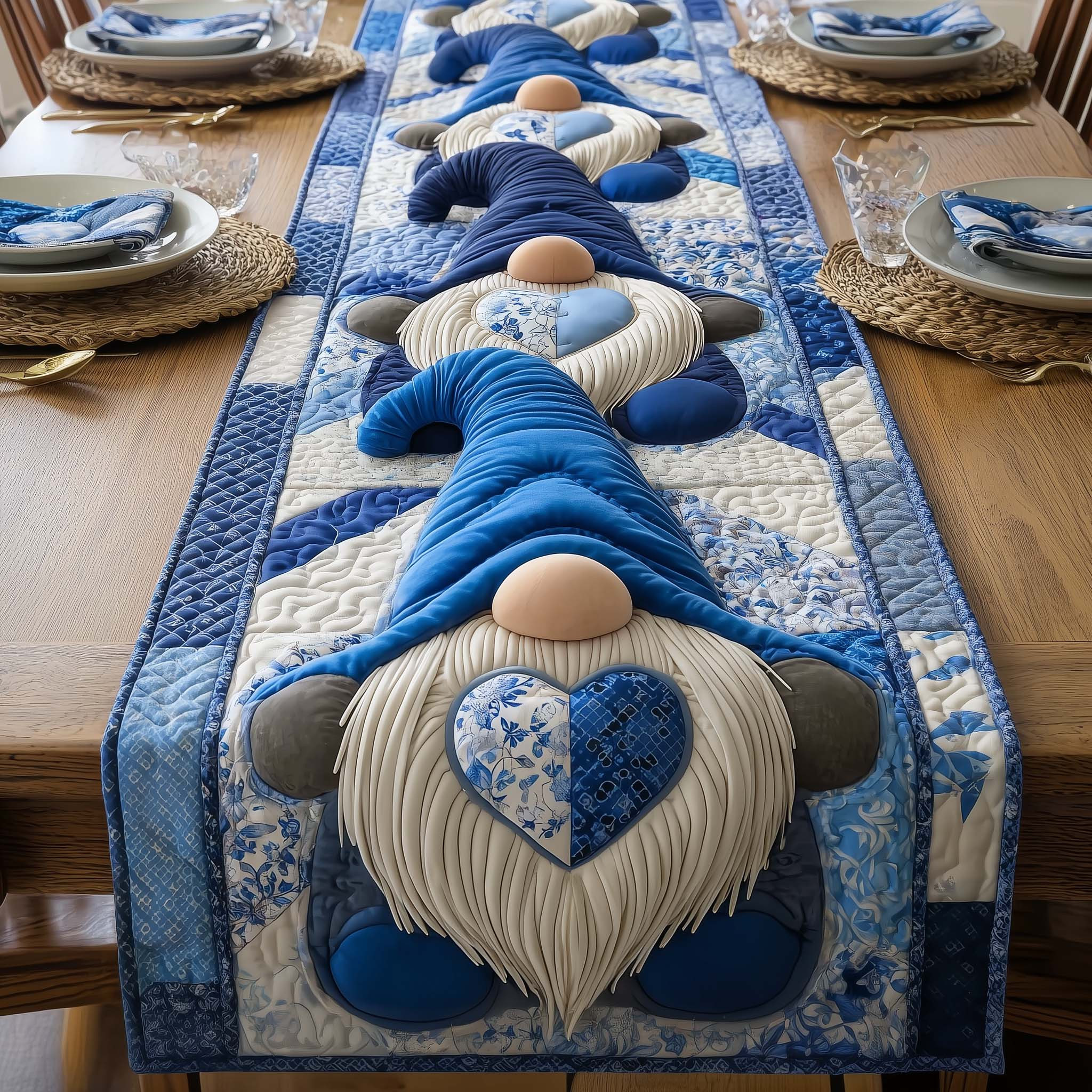 Sweetheart Gnomeville Quilted Table Runner Valentines Day Decor Table Valentine Day Gifts For My Wife