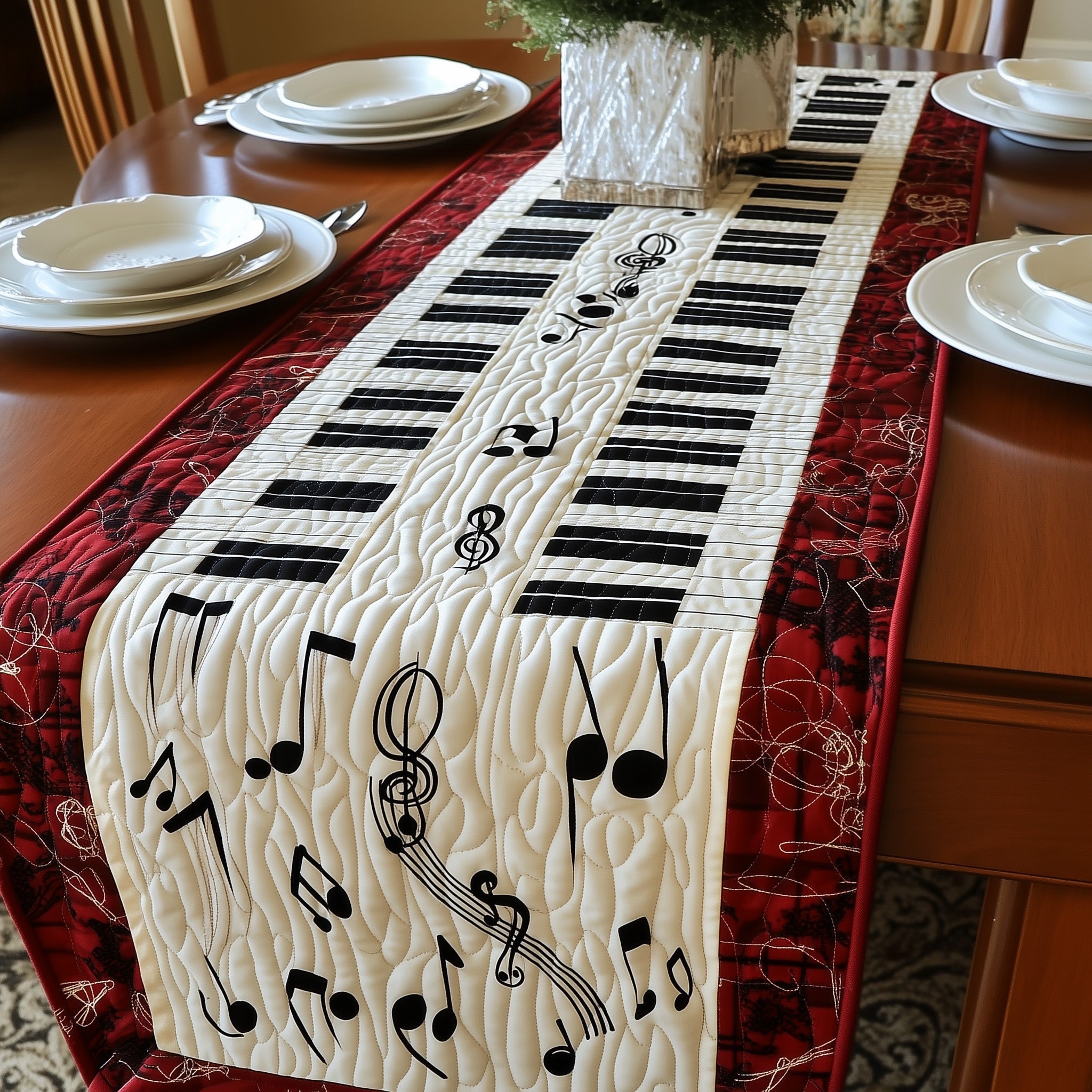 Symphony of Grace Quilted Table Runner Kitchen Decor Great Gifts For Piano Players