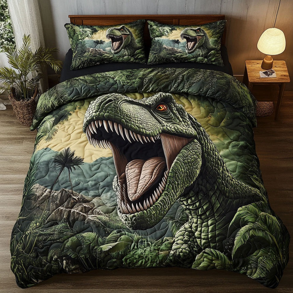 T Rex Dinosaur Quilted Bedding Set Bedroom Ideas Gifts For Dinosaur Lovers