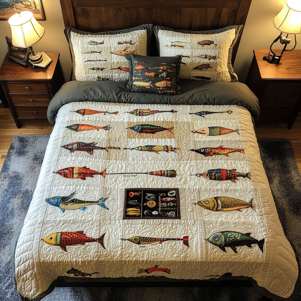 Tackle Box Dreams Quilted Bedding Set Cool Bedroom Decor Best Gifts For Fisherman