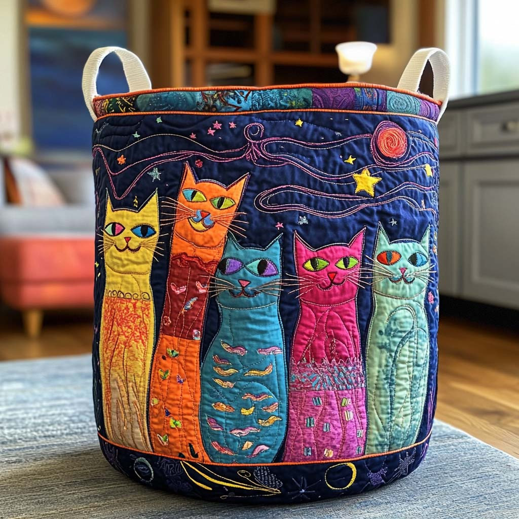 Tail Wags Quilted Laundry Basket Best Clothes Hamper Best Gifts For Cat Lovers
