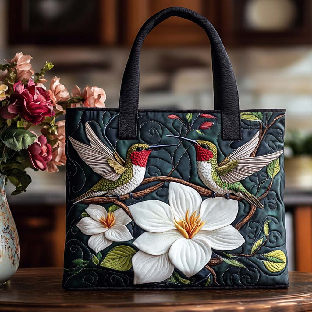 Tender Hummingbird Touch Quilted Tote Bag Patchwork Tote Bag Mothers Birthday Gifts
