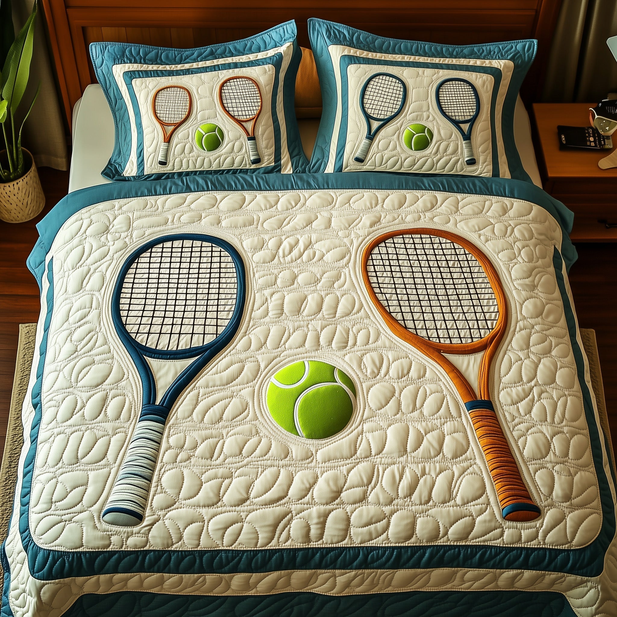 Tennis Time Quilted Bedding Set Bed Decor Top Father's Day Gifts