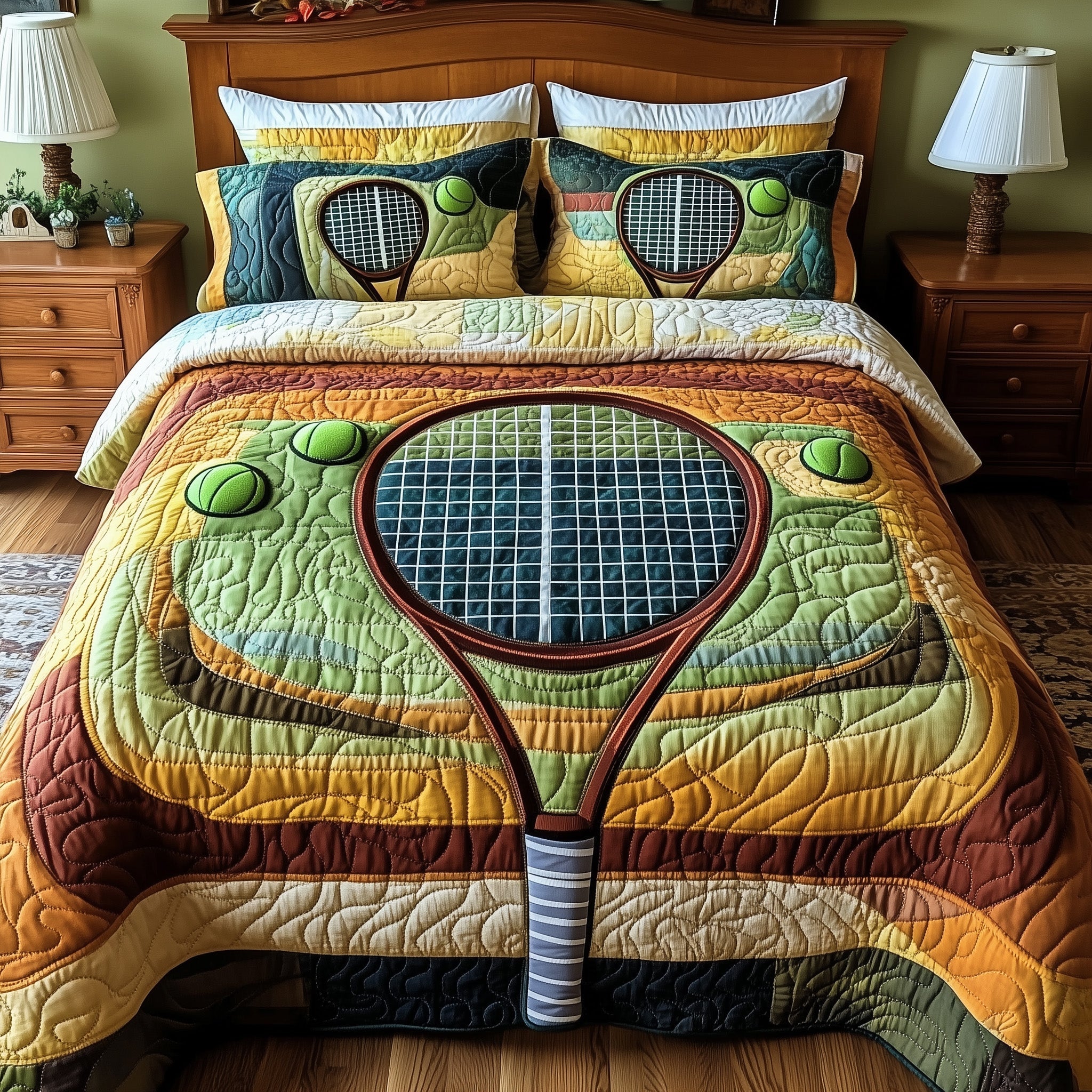 Tennis Time Quilted Bedding Set Best Bedsheets Gift Ideas For Tennis Players